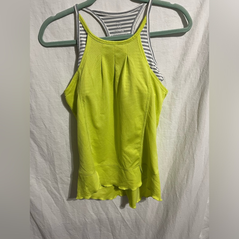 MPG Light Lime Green Layered Tank size XS